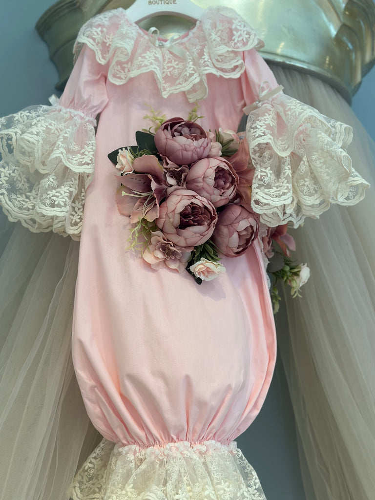 Pink Flower Baby Gown