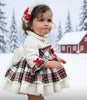 Winter White Velvet and Plaid Dress