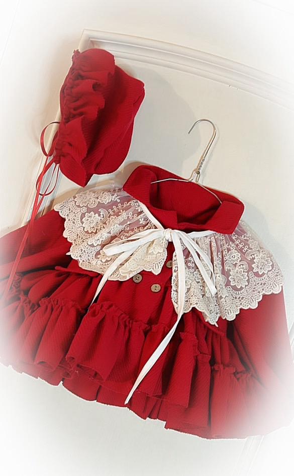 Estilina Red Coat and Bonnet