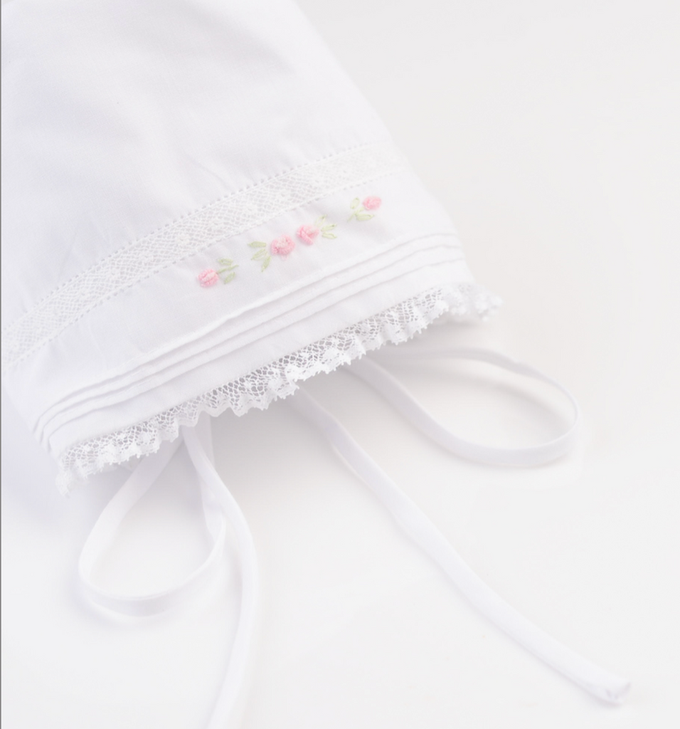 Girls Floral Bullion and Lace Bonnet