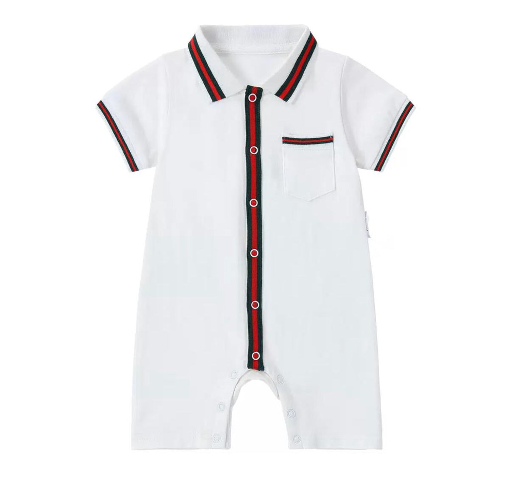 Boys White Cotton Romper