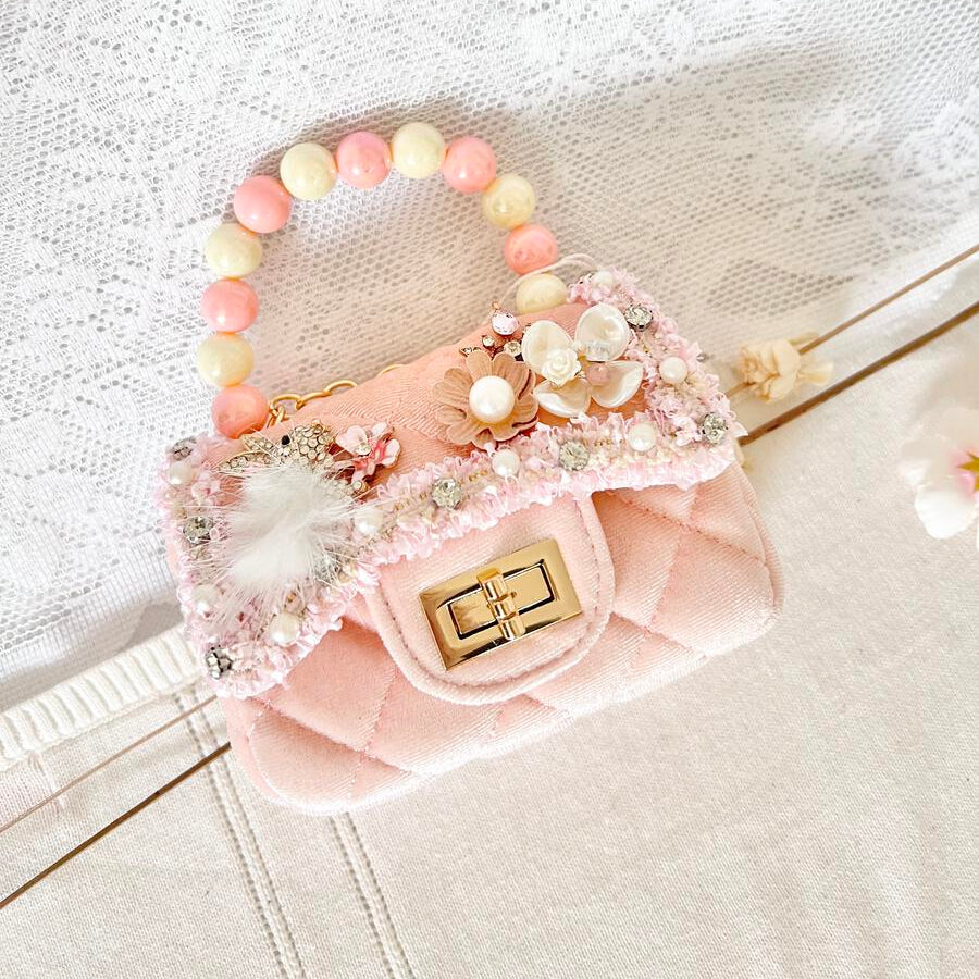 Pink Velvet Charm Purse