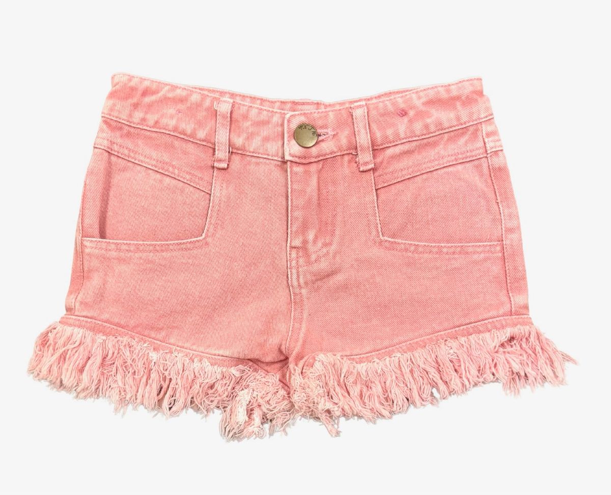 Frayed Pink Denim Shorts