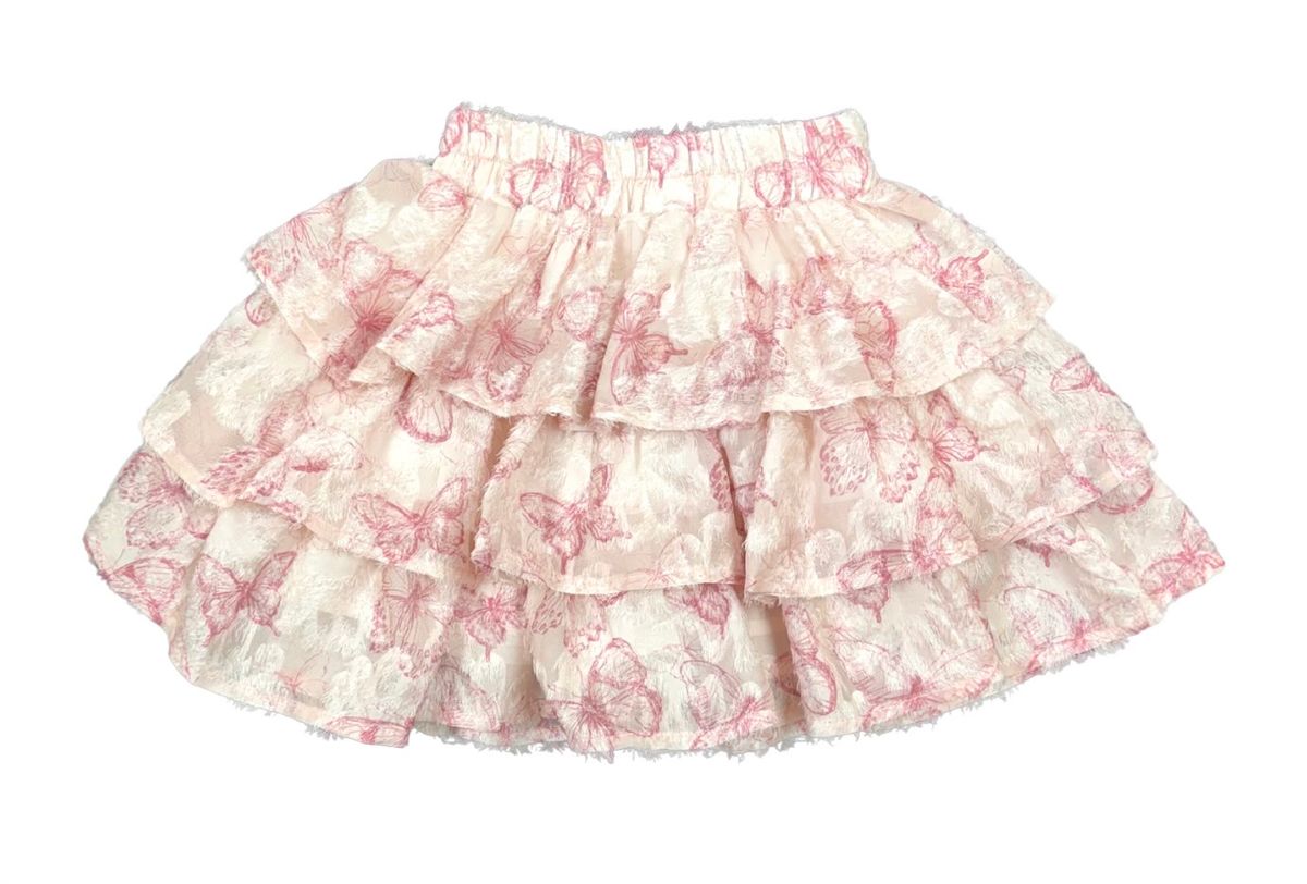 Tiered Pink Butterfly Skort