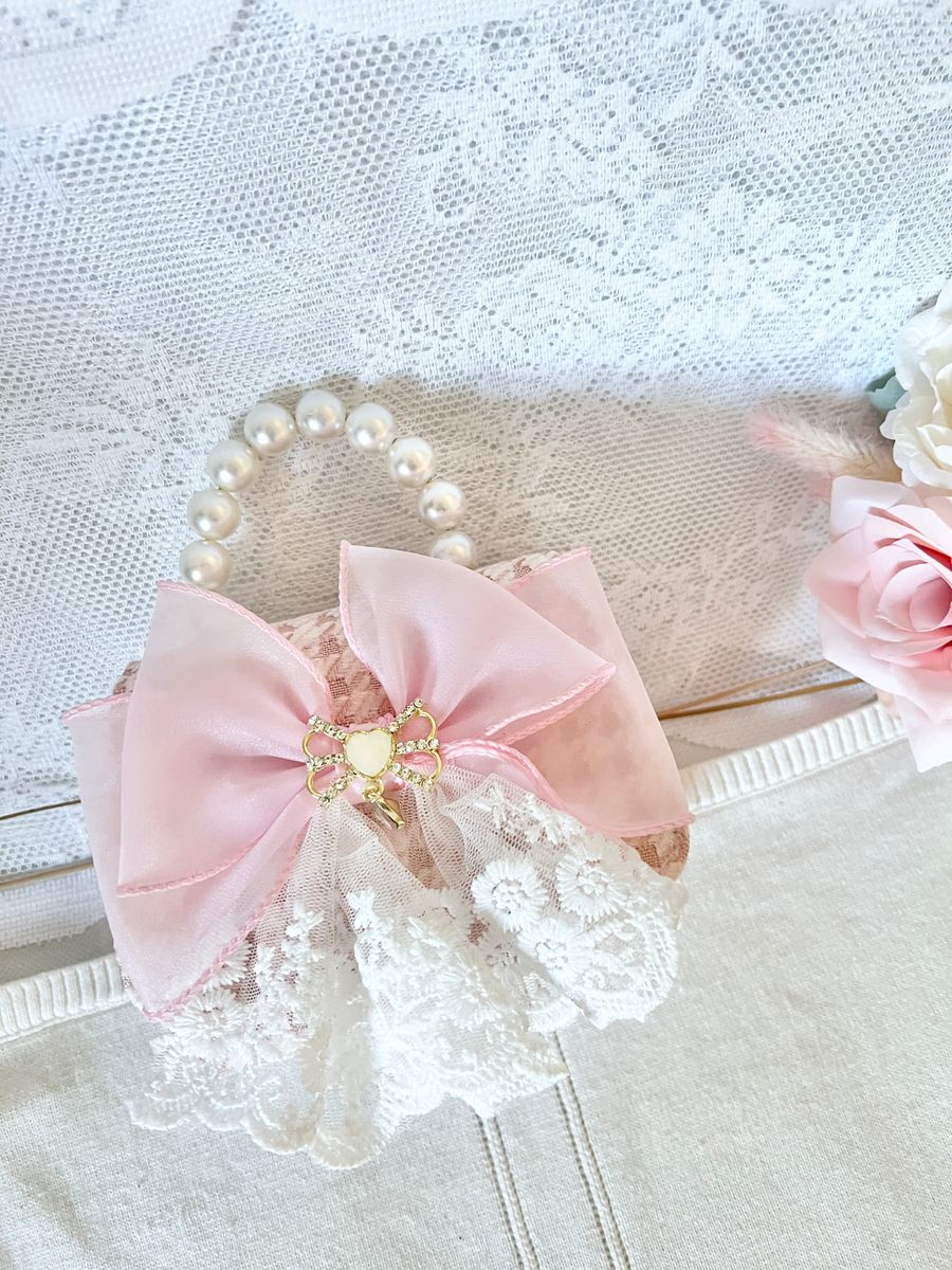 White Lace Skirt Bow Purse