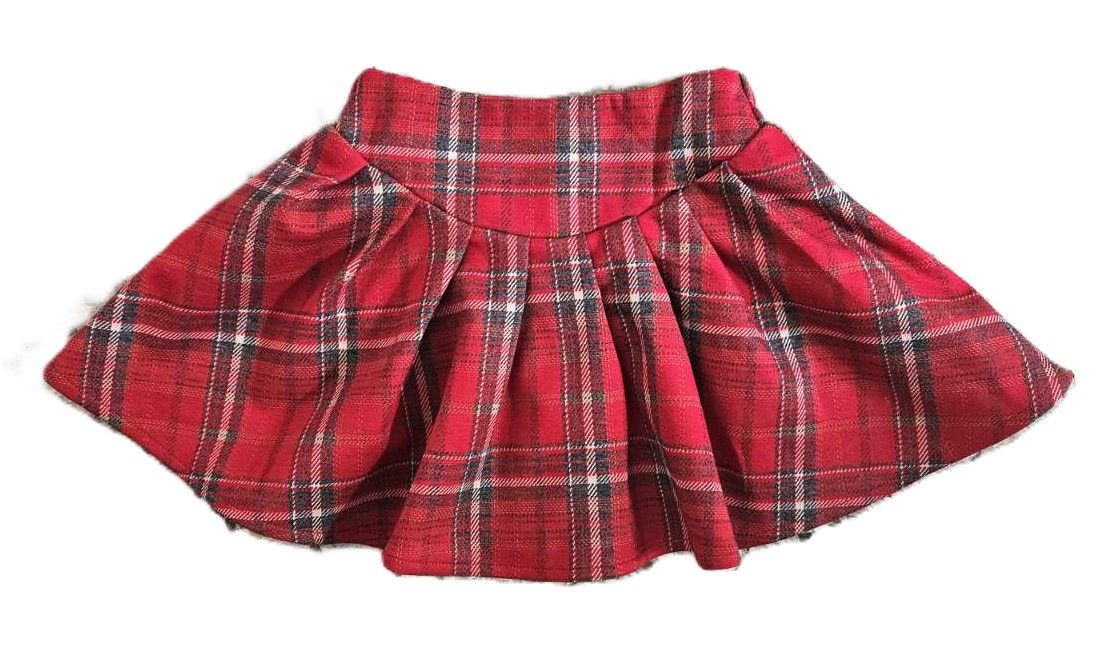 Red Plaid Pleated Skort