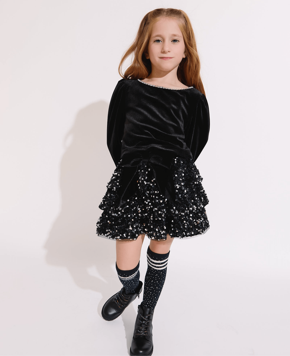 Velvet Bow Skirt Set