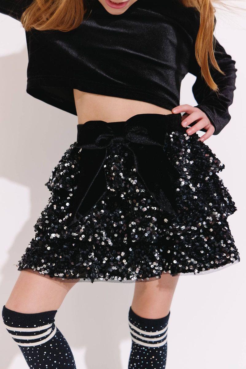 Velvet Bow Skirt Set