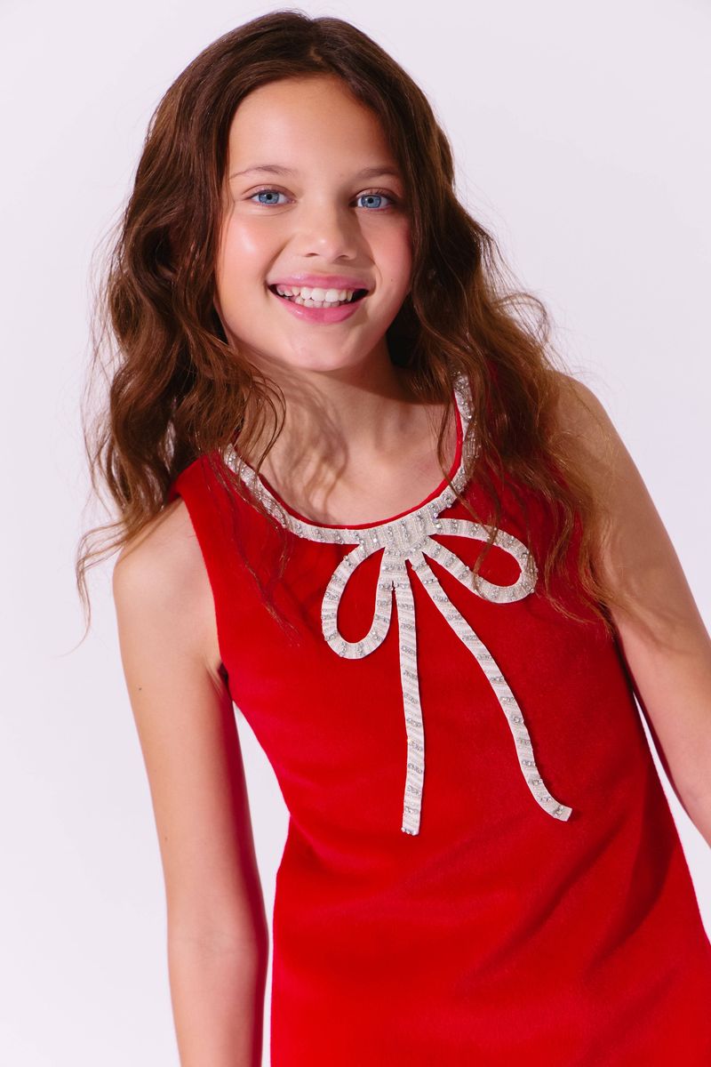 Vestido de burbuja de lentejuelas color rubí