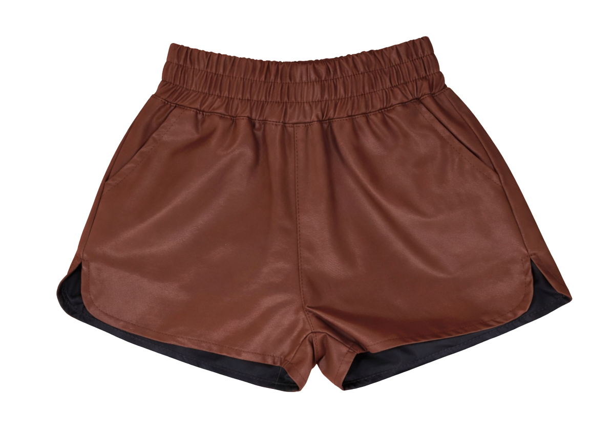 Brown PU Shorts