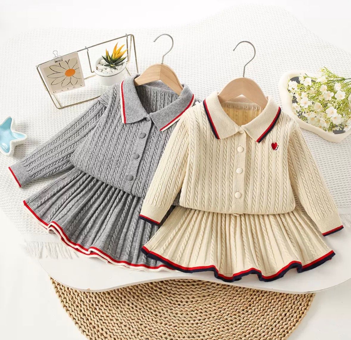 Ivory Cable Skirt Set