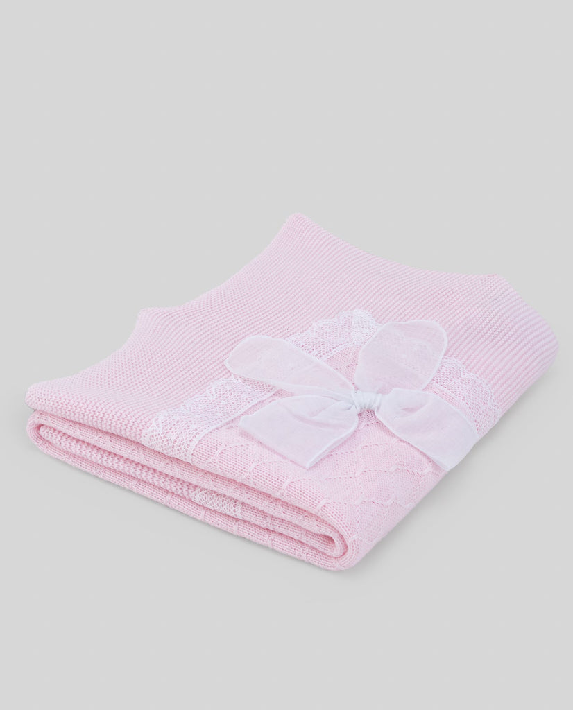 Pink Knit Bow Blanket