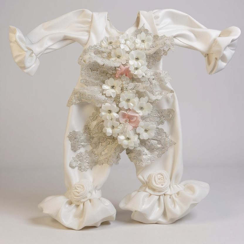 Satin Decorated Romper and Hat