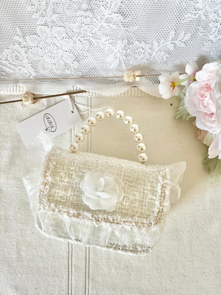 Tweed Organza Flower Purse