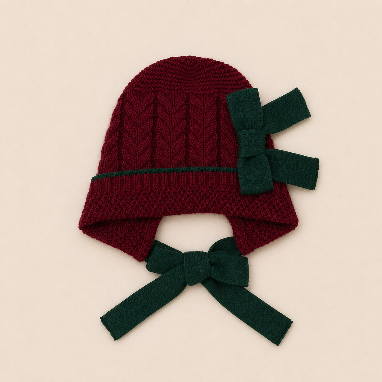 Dark Red Knit Bonnet