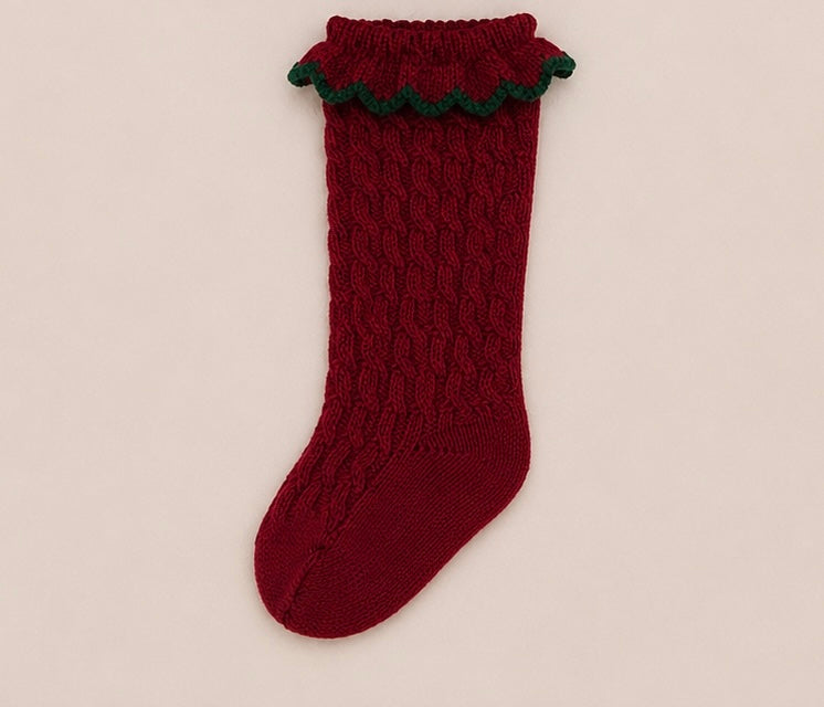 Dark Red Knit Sock