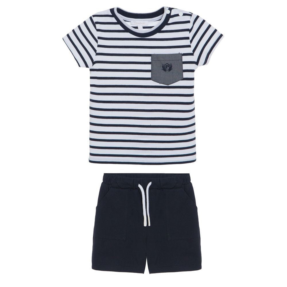 Navy Striped Short Set
