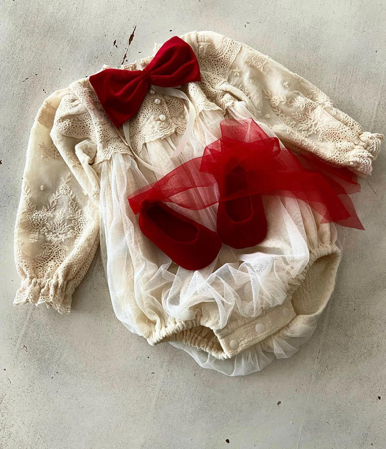 Vintage Romper and Booties Set