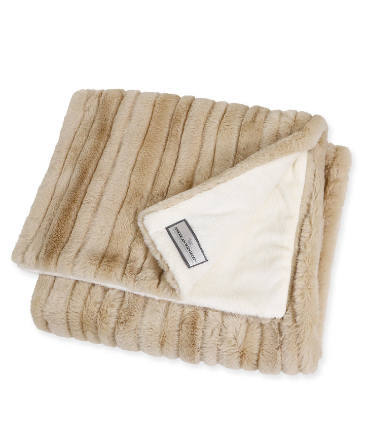 Gold Mink Stripe Plush Blanket