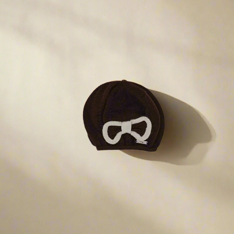 Chocolate and Cream Knit Beret