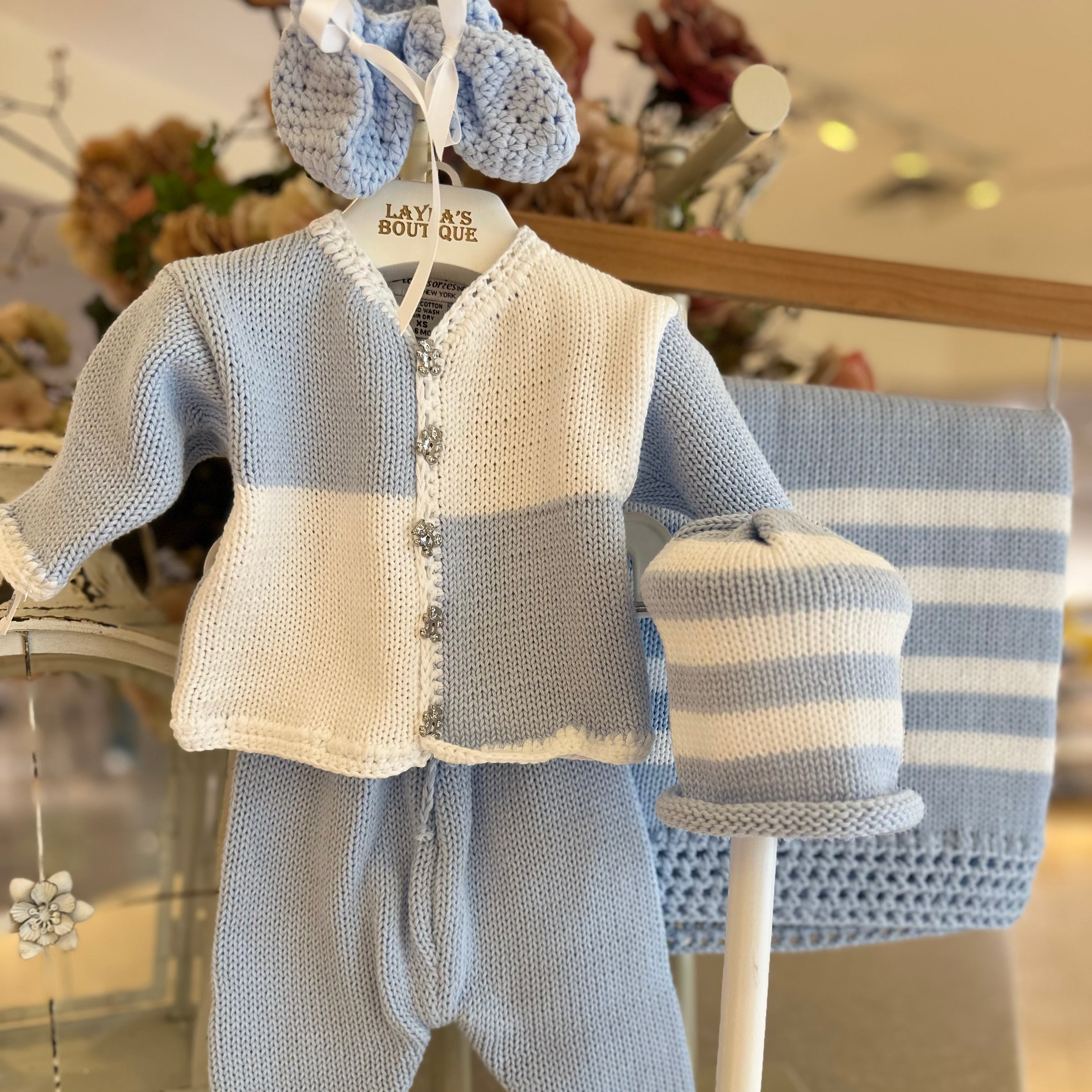 Baby Blue Colorblock Crochet Set