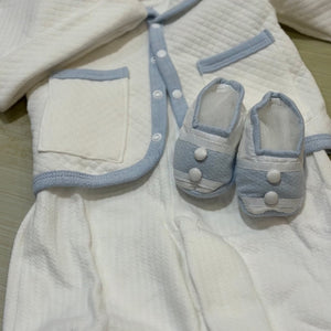 Blue and White Cotton Booties