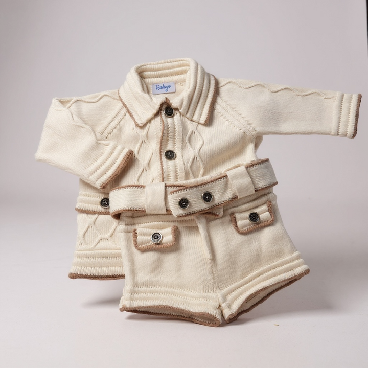 Boy's Cream and Camel Cardigan Set