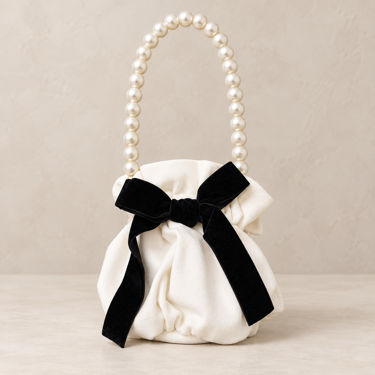 Ivory Velvet Handbag