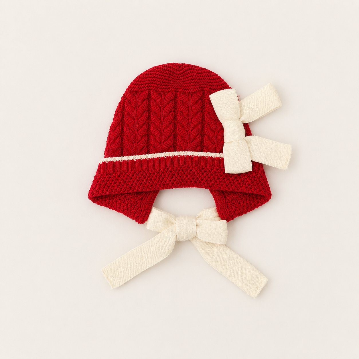 Bright Red Knit Bonnet