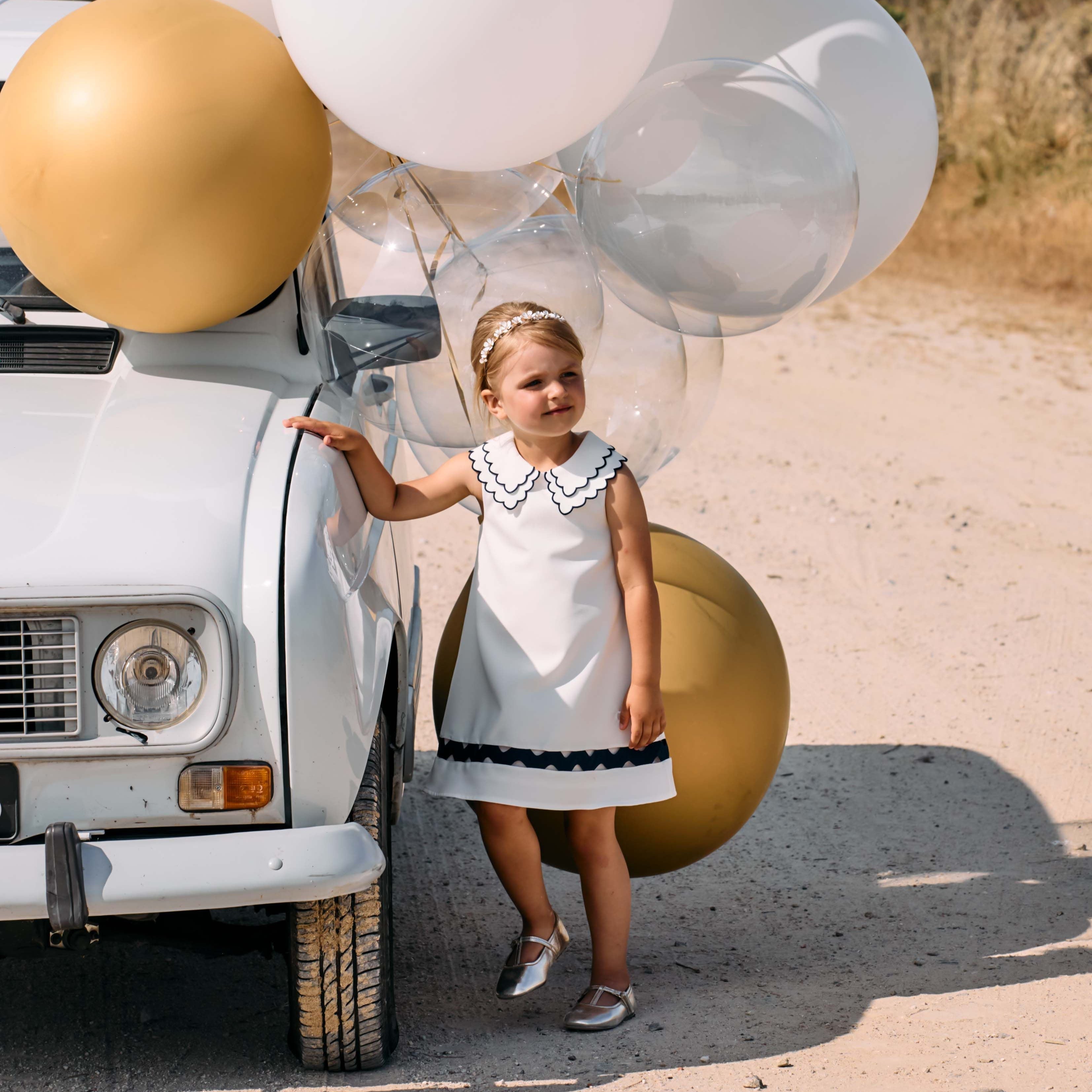 White & Navy Summer Dress