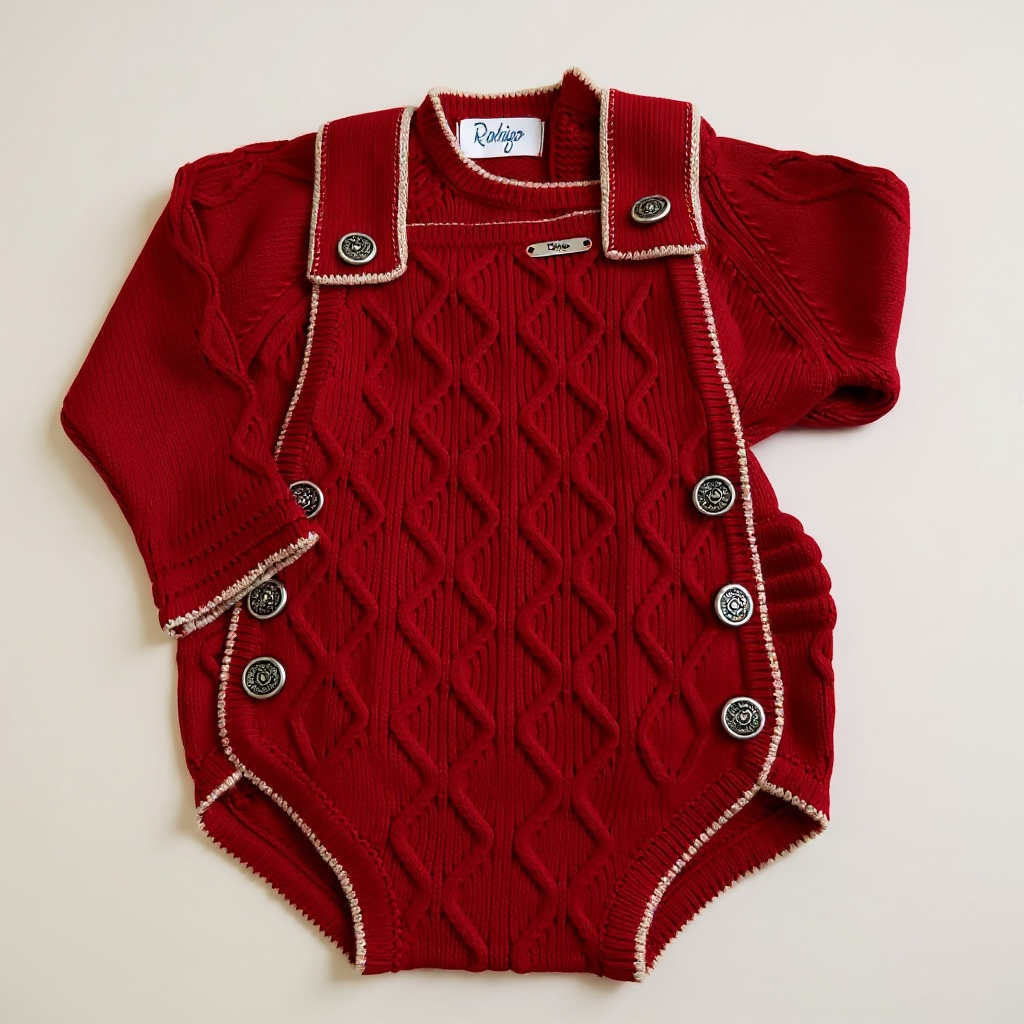 Camel and Red Romper Set