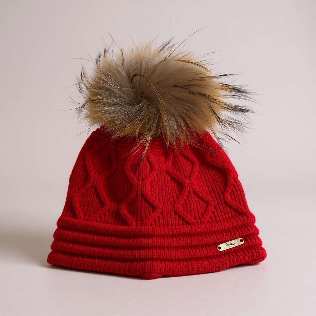 Red Knit Pom Hat
