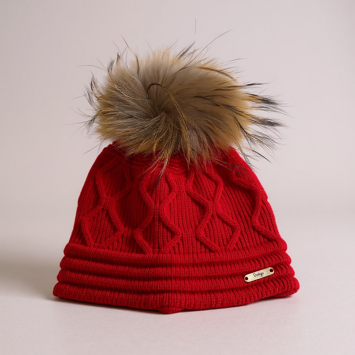 Red Knit Pom Hat