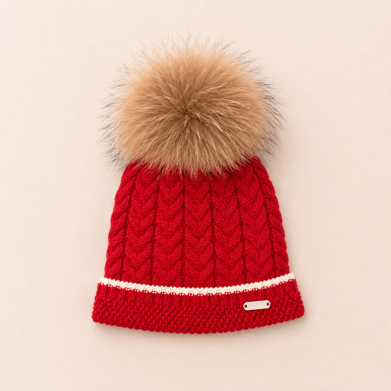 Red Knit Pom Hat