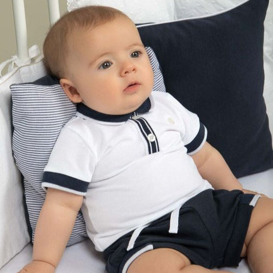 Navy & White Short Set