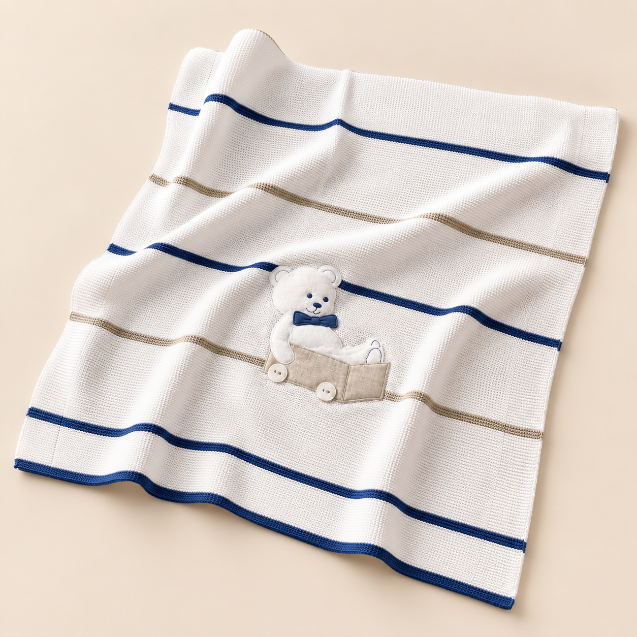Blue and Beige Stripe Blanket