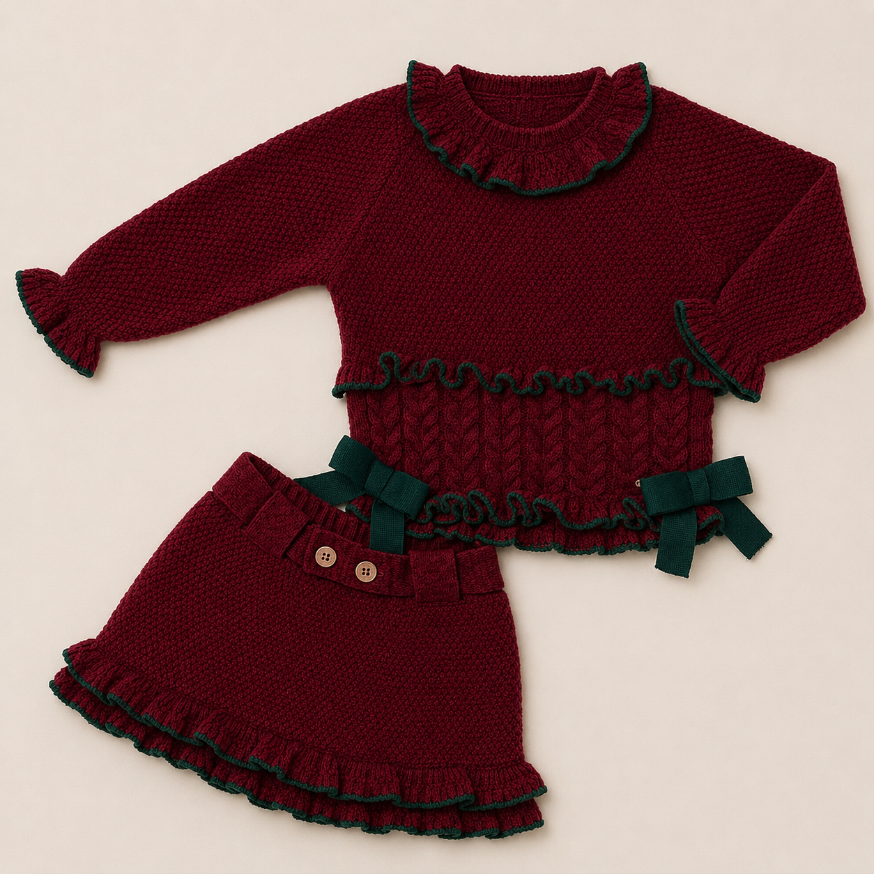Dark Red Luxury Skirt Set