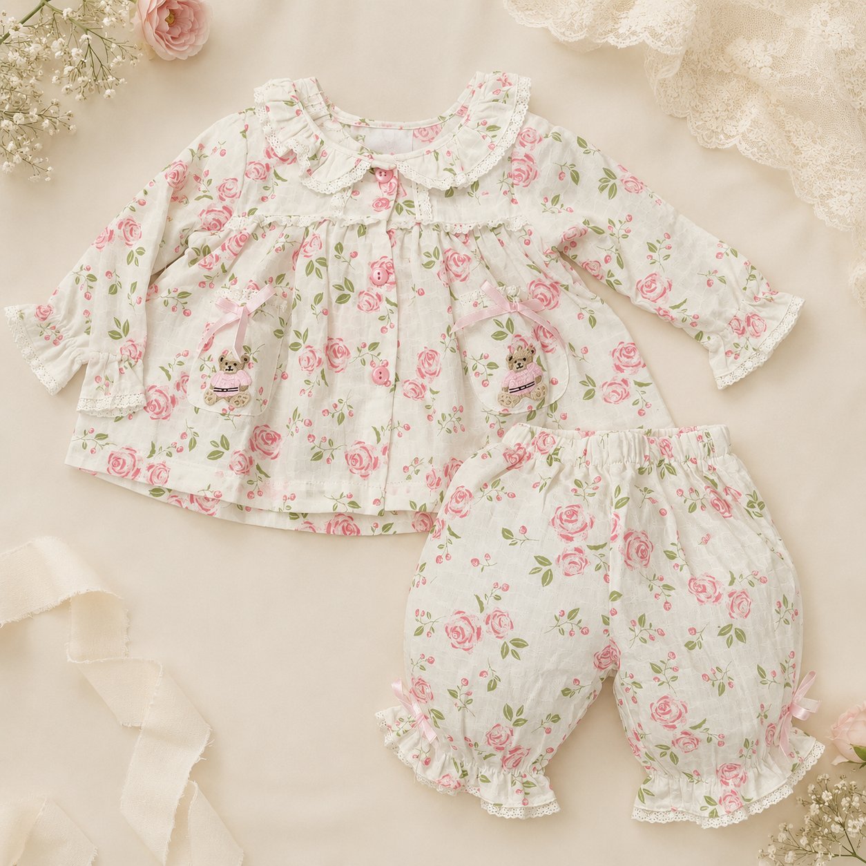 Girl's Floral Bloomer Pajamas