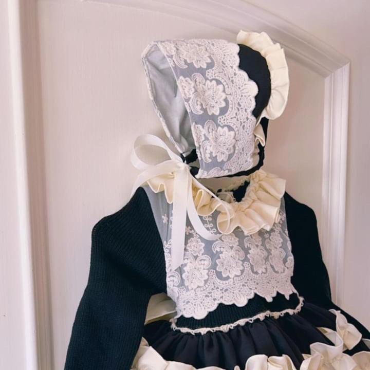 Black Knit and Lace Dress w