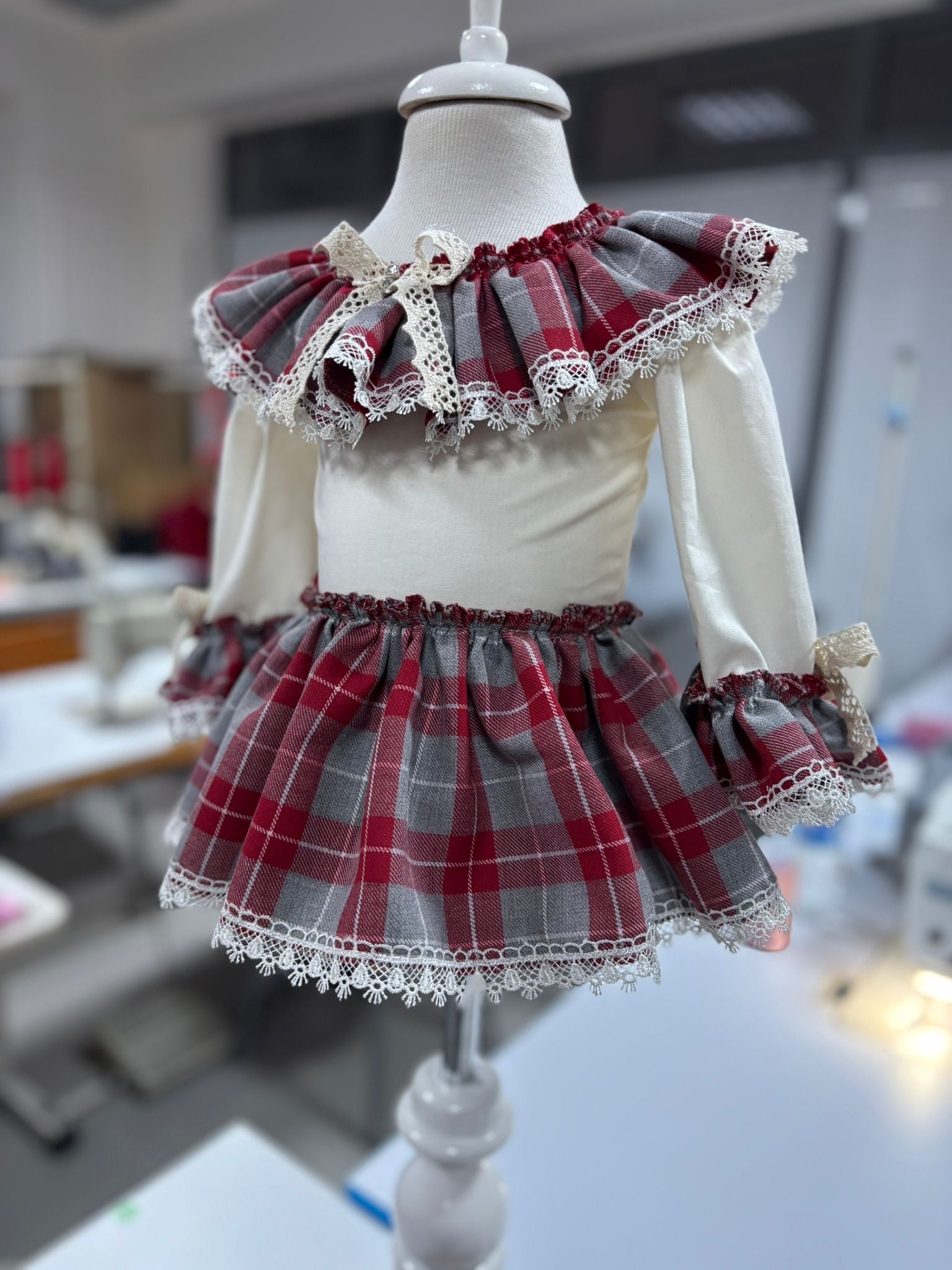 Gray and Red Plaid Dress