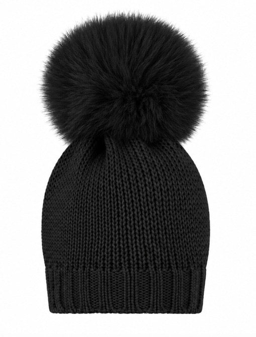 Black Faux Fur Wool Hat