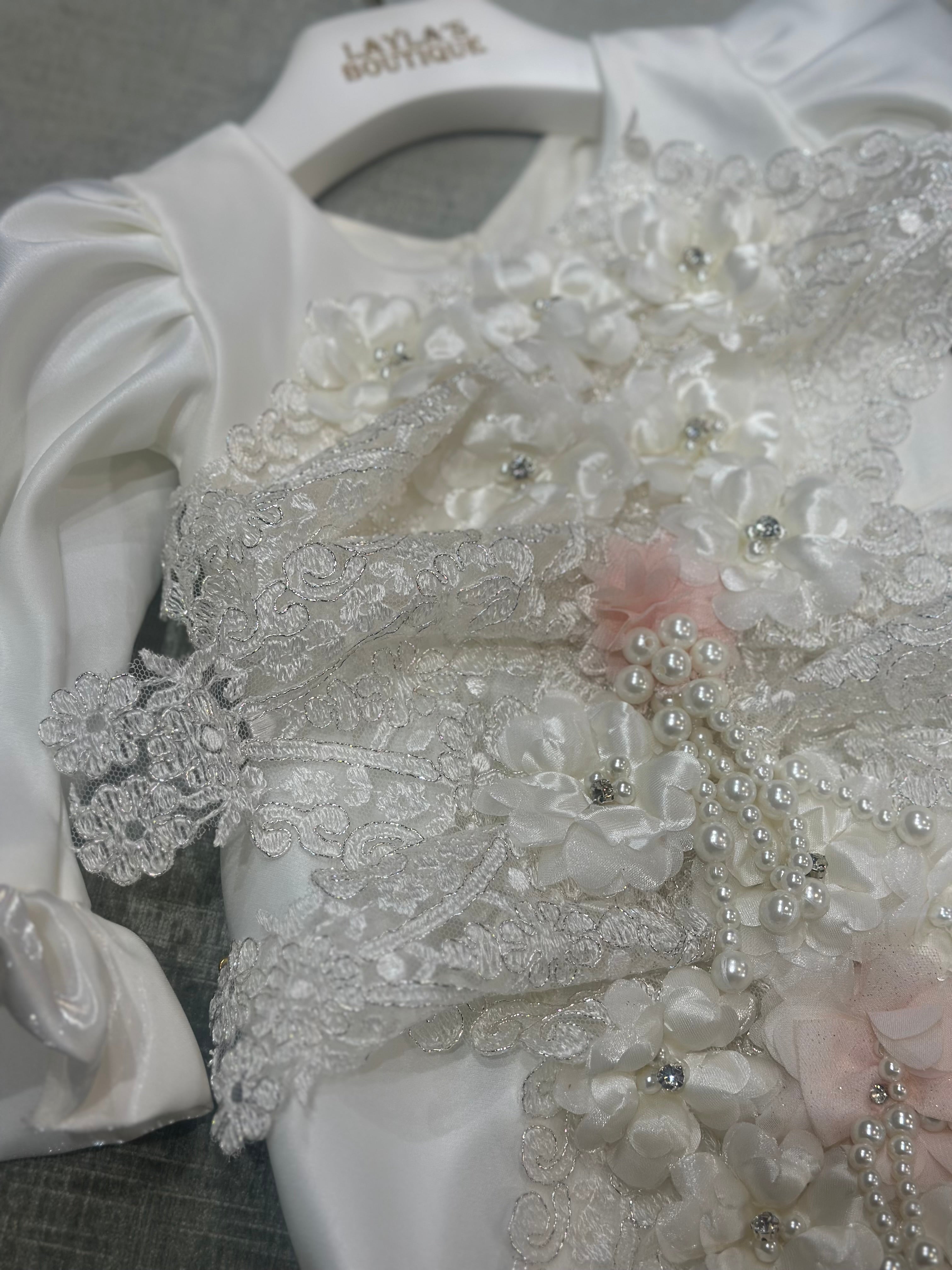 Satin Decorated Romper and Hat