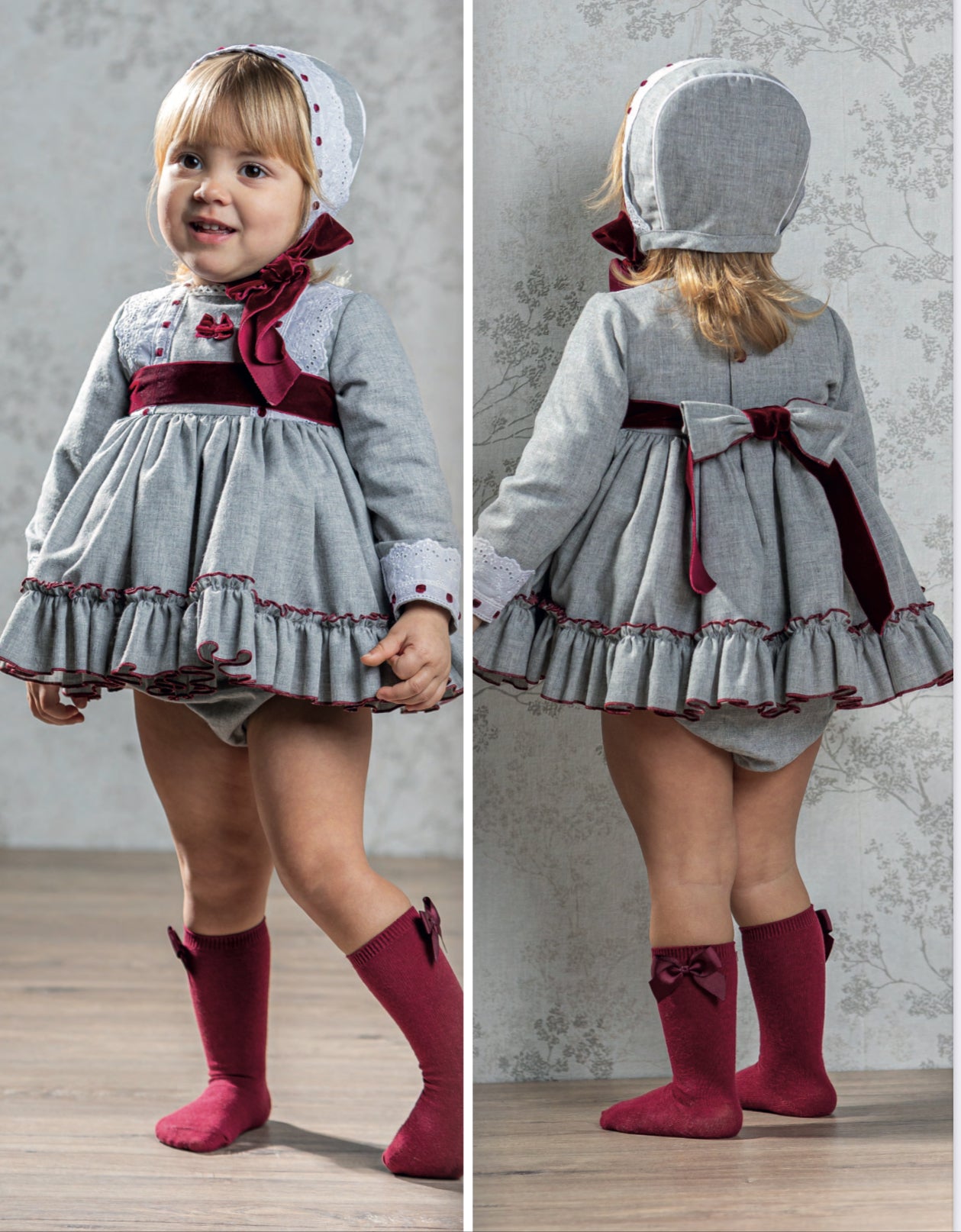 Gray and Velvet Puff Dress