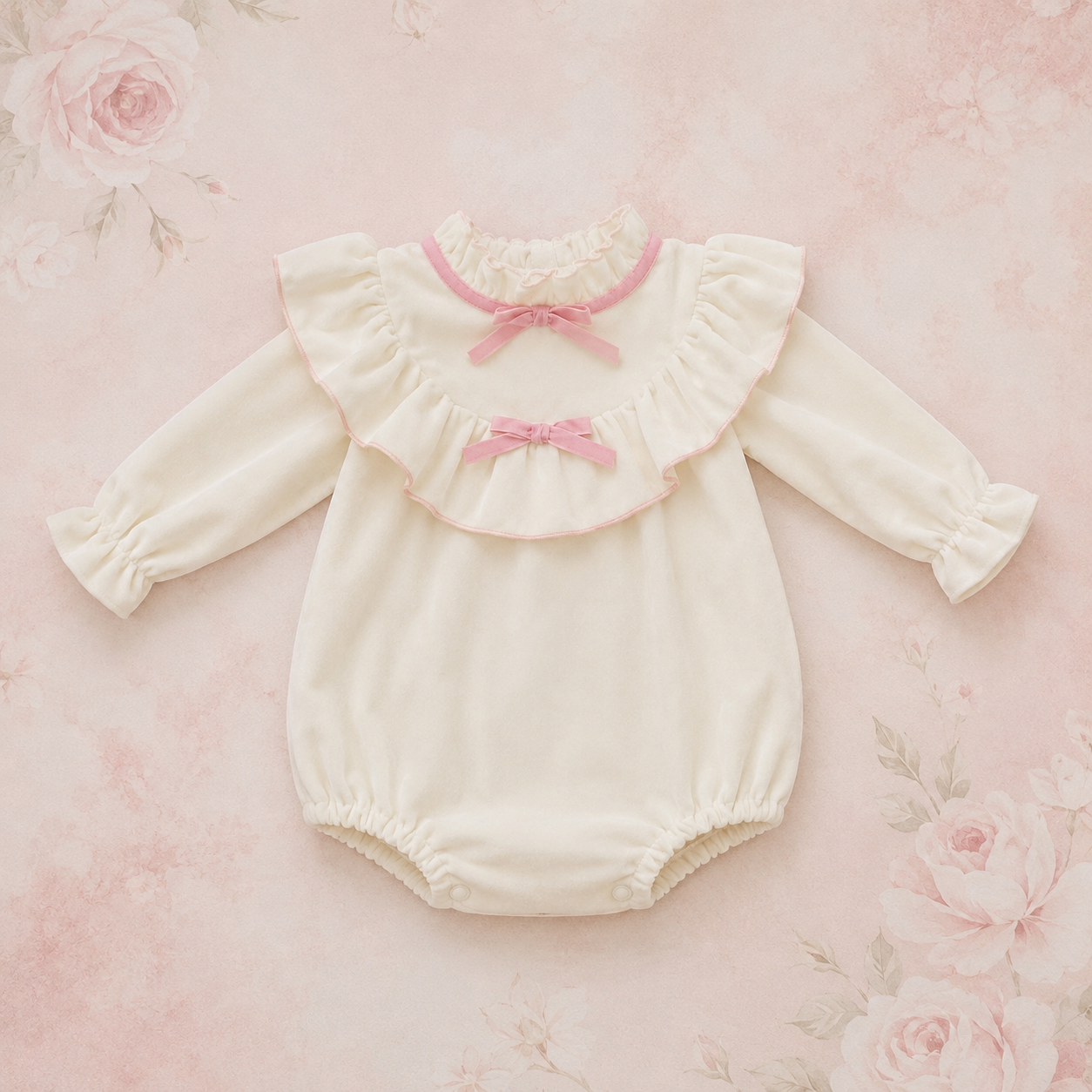Ivory Velvet Romper