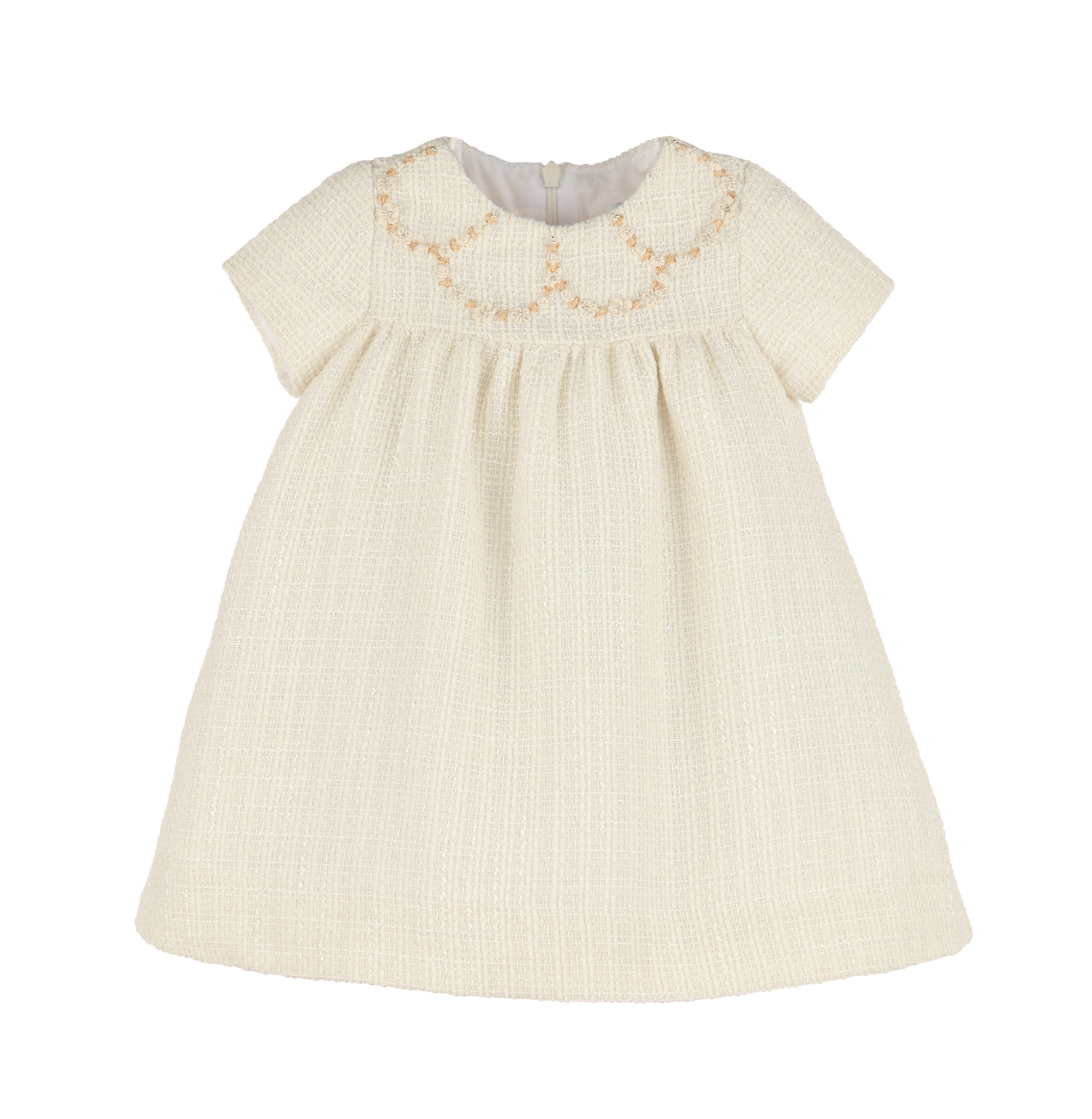 Ivory Embroidery Tweed Float Dress