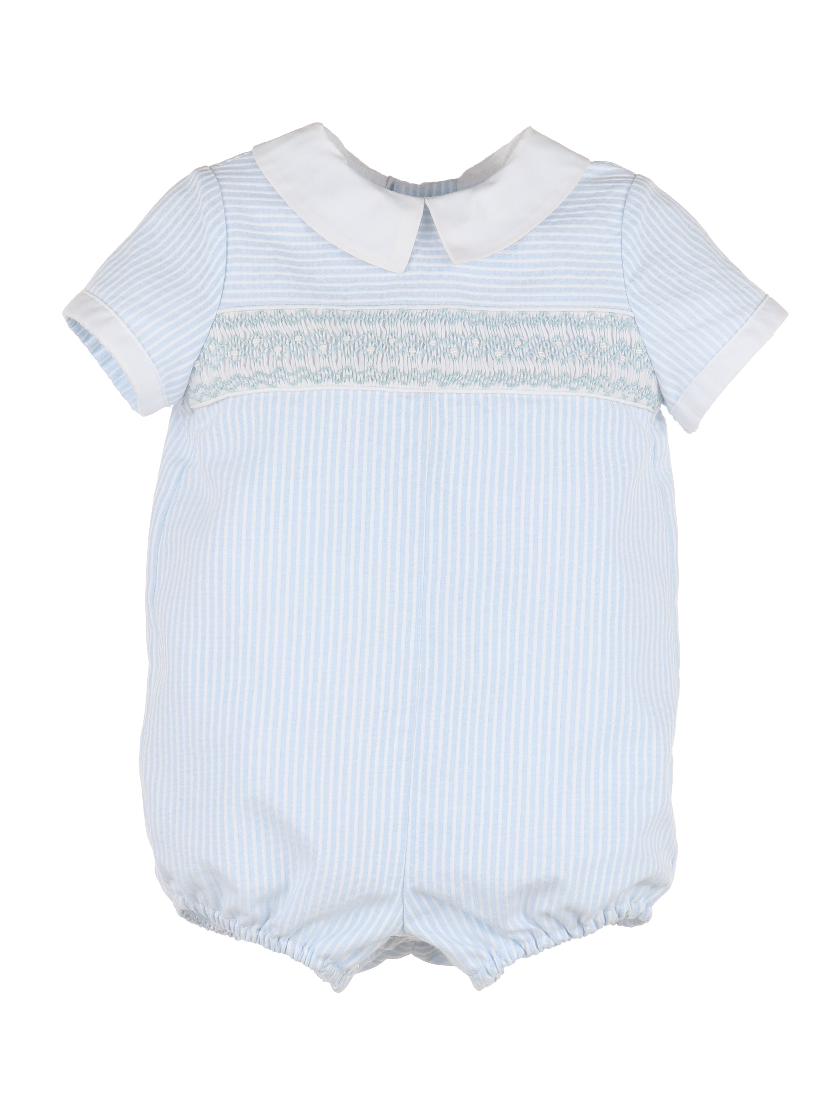 Boys Striped Smocked Bubble