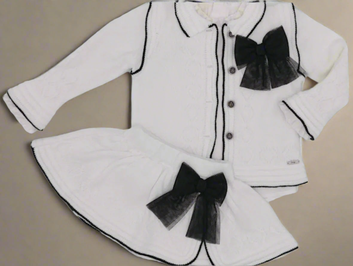 White and Black Skirt and Blouse Set