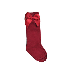 Cotton Cranberry Bow Sock