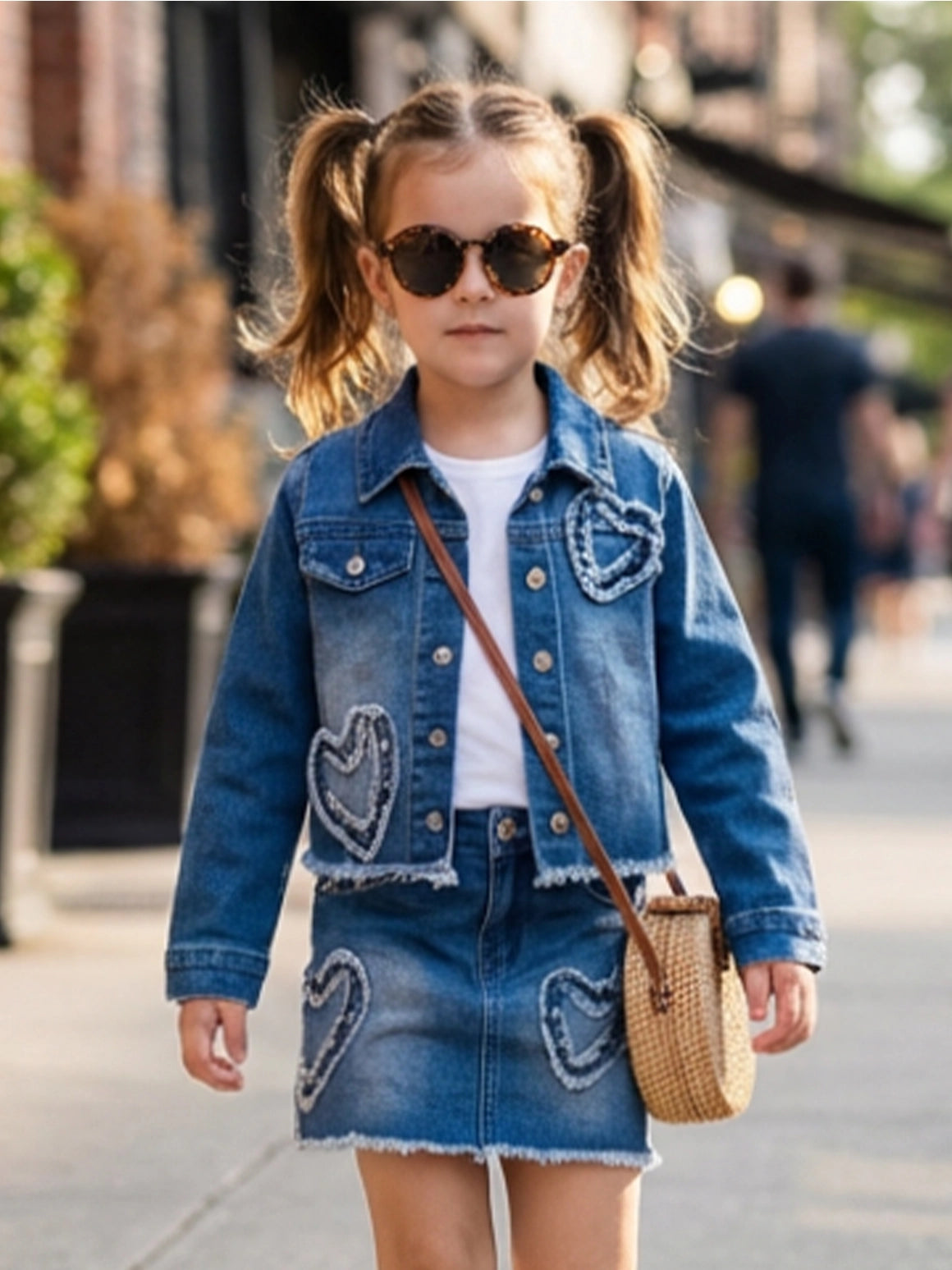 Heart Patch Denim Skirt