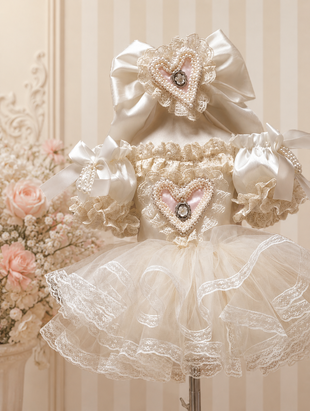 Pink Heart Shabby Tutu Dress Set